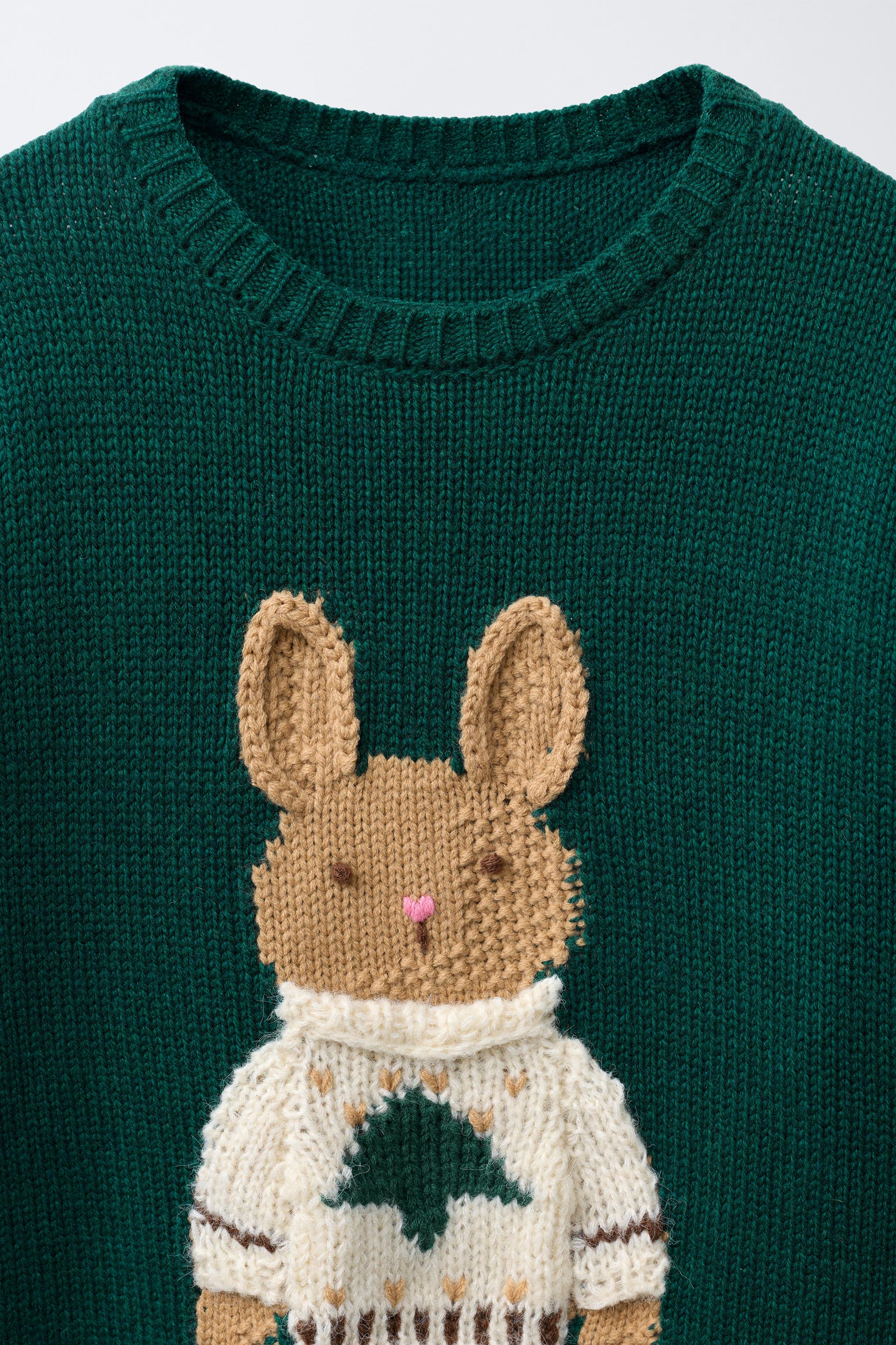 EMBROIDERED BUNNY WOOL KNIT JUMPER